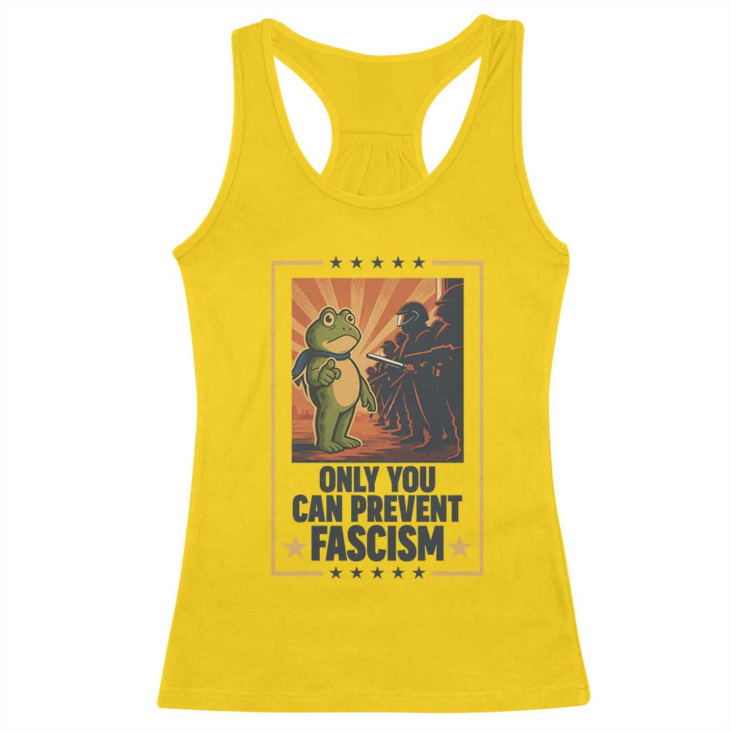 Funny Portland Frog Protest Racerback Tank Top Only You Can Prevent Fascism Gift - Wonder Print Shop