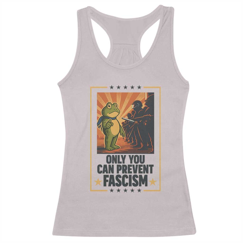 Funny Portland Frog Protest Racerback Tank Top Only You Can Prevent Fascism Gift - Wonder Print Shop