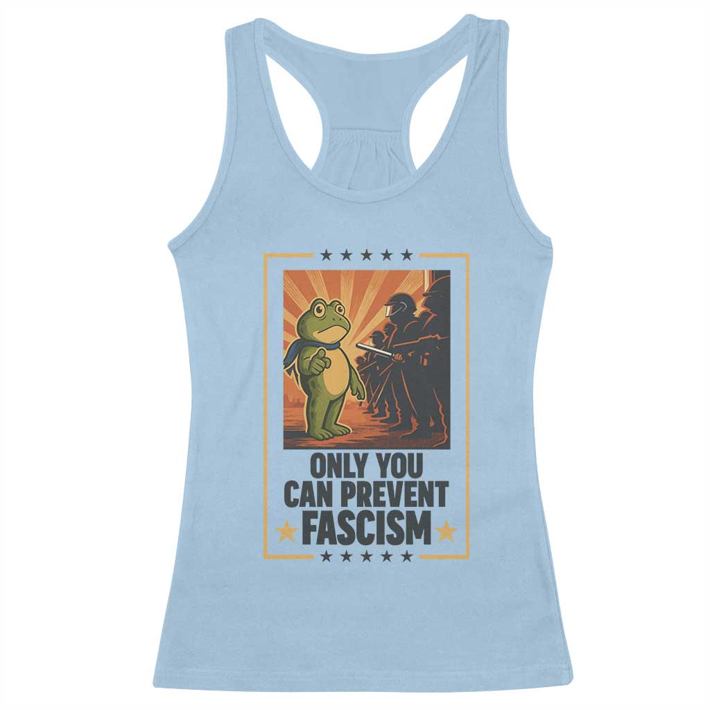 Funny Portland Frog Protest Racerback Tank Top Only You Can Prevent Fascism Gift - Wonder Print Shop