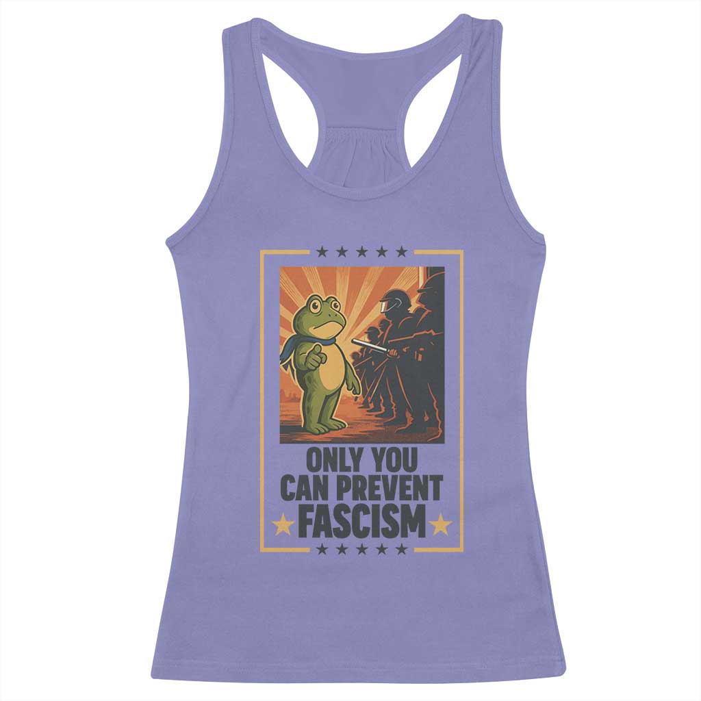 Funny Portland Frog Protest Racerback Tank Top Only You Can Prevent Fascism Gift - Wonder Print Shop