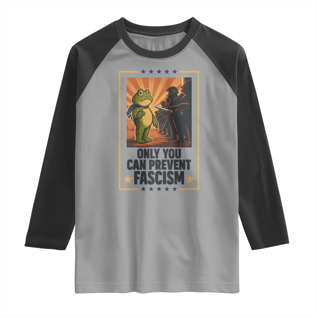 Funny Portland Frog Protest Raglan Shirt Only You Can Prevent Fascism Gift - Wonder Print Shop