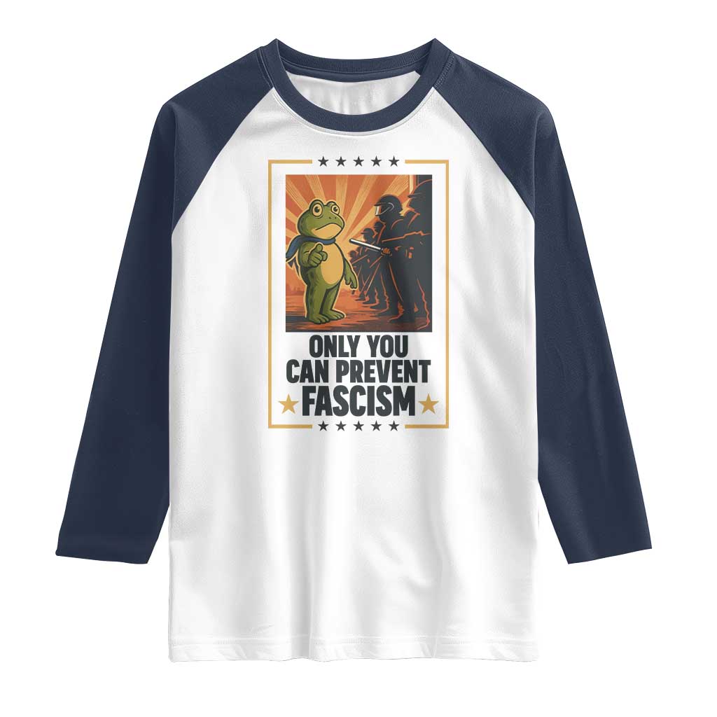 Funny Portland Frog Protest Raglan Shirt Only You Can Prevent Fascism Gift - Wonder Print Shop