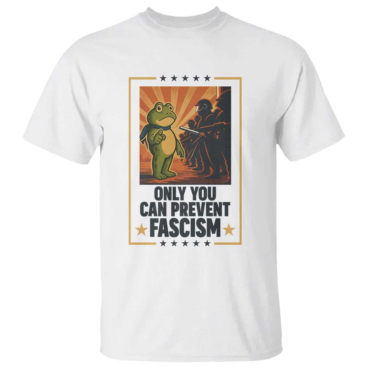 Funny Portland Frog Protest T Shirt Only You Can Prevent Fascism Gift - Wonder Print Shop