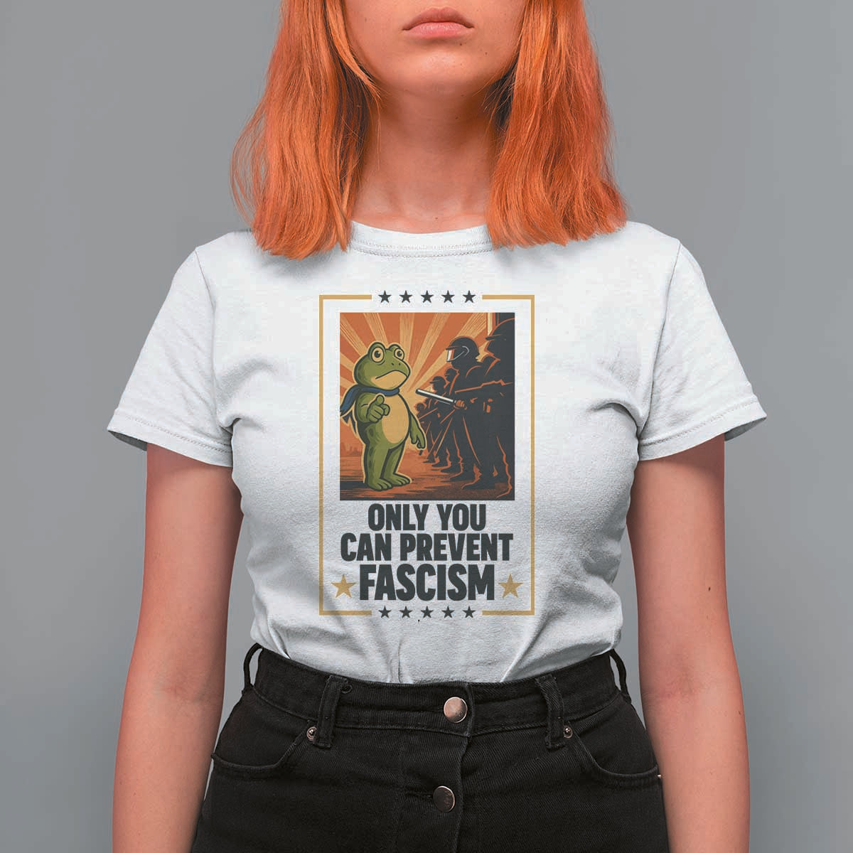 Funny Portland Frog Protest T Shirt For Women Only You Can Prevent Fascism Gift - Wonder Print Shop