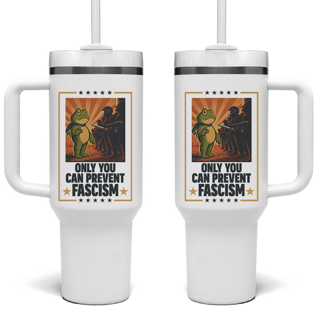 Funny Portland Frog Protest Tumbler With Handle Only You Can Prevent Fascism Gift - Wonder Print Shop