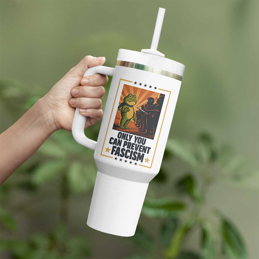 Funny Portland Frog Protest Tumbler With Handle Only You Can Prevent Fascism Gift - Wonder Print Shop