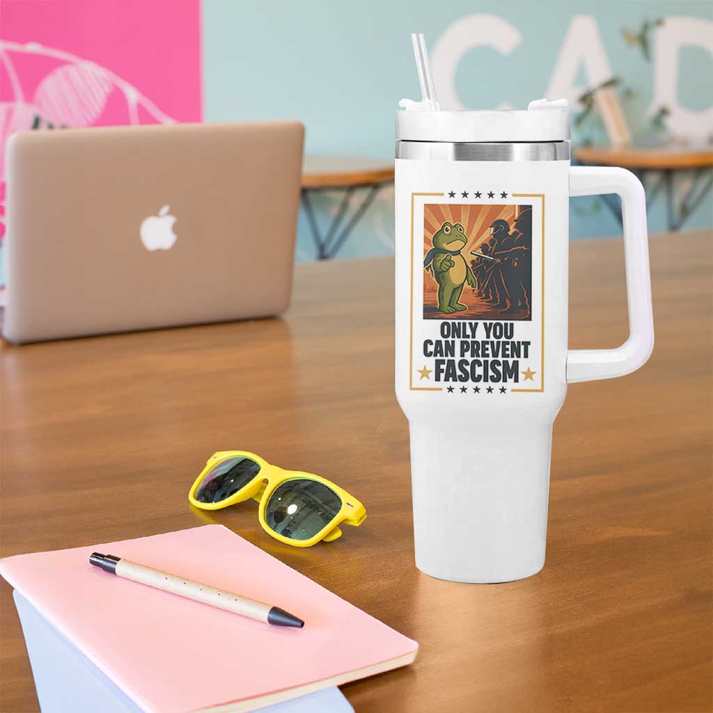 Funny Portland Frog Protest Tumbler With Handle Only You Can Prevent Fascism Gift - Wonder Print Shop