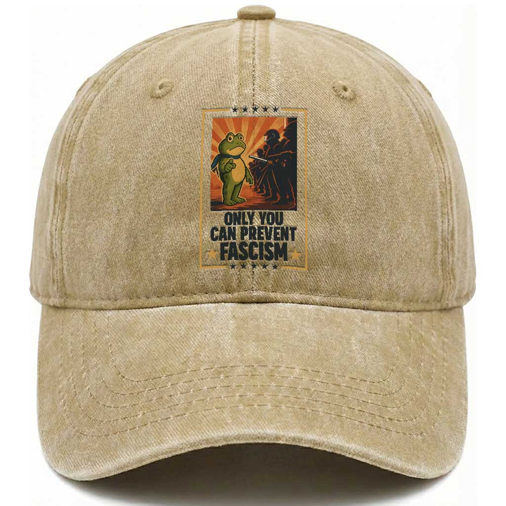 Funny Portland Frog Protest Washed Cotton Baseball Cap Only You Can Prevent Fascism Gift