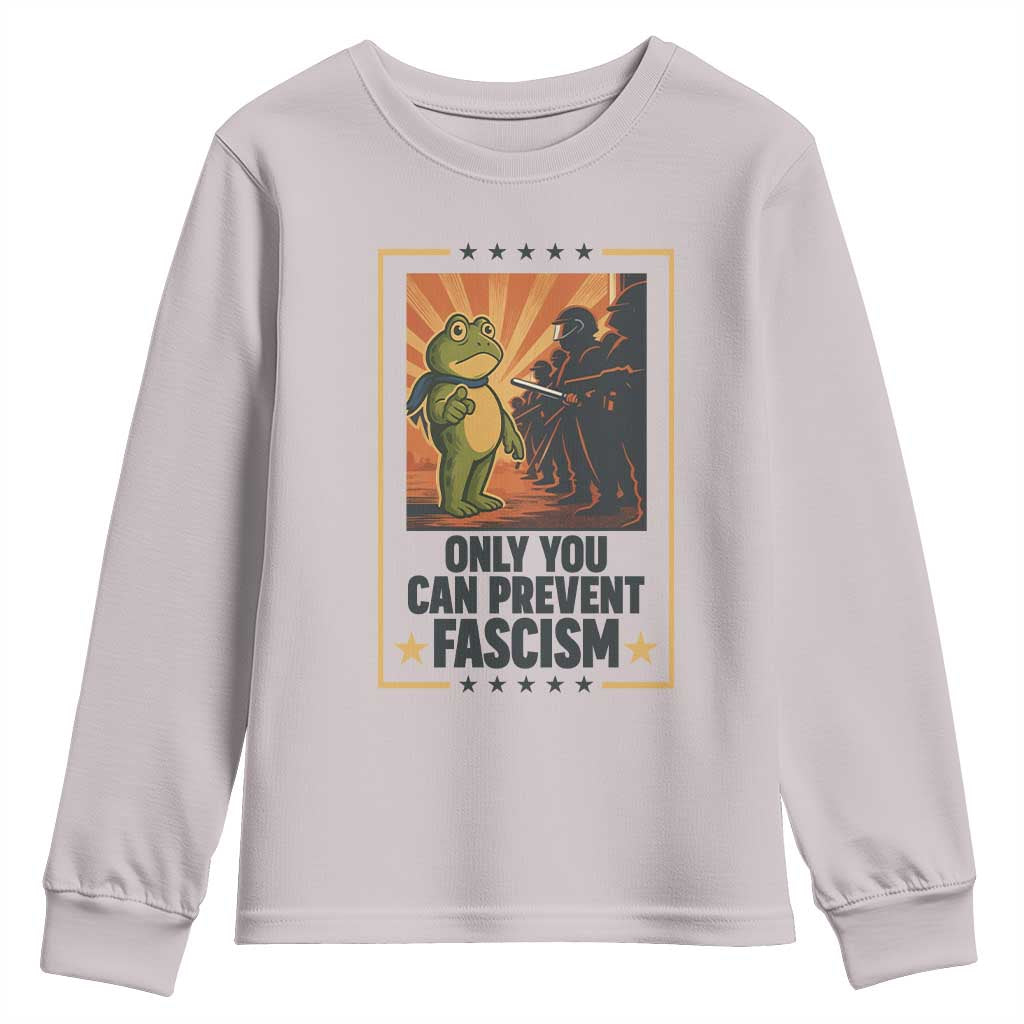 Funny Portland Frog Protest Youth Sweatshirt Only You Can Prevent Fascism Gift - Wonder Print Shop