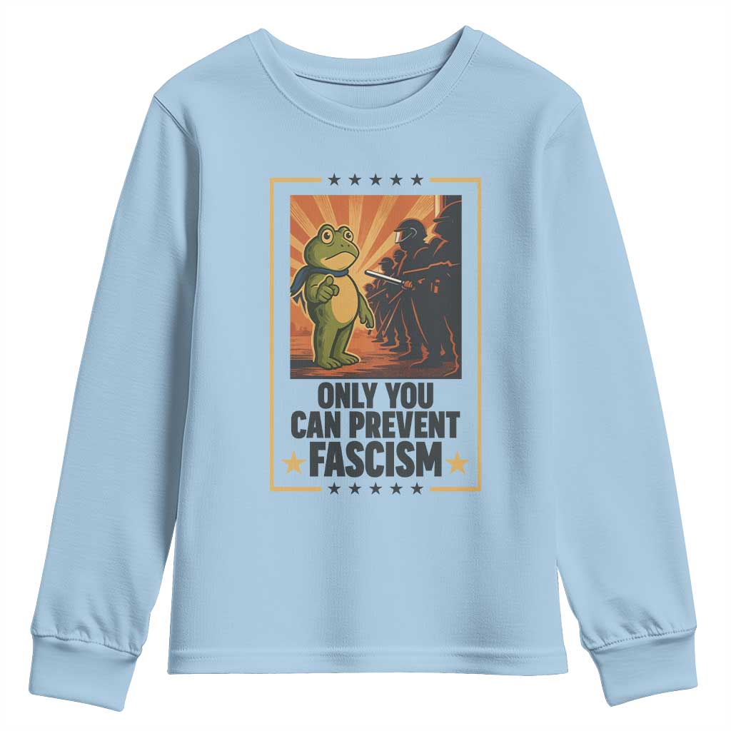 Funny Portland Frog Protest Youth Sweatshirt Only You Can Prevent Fascism Gift - Wonder Print Shop