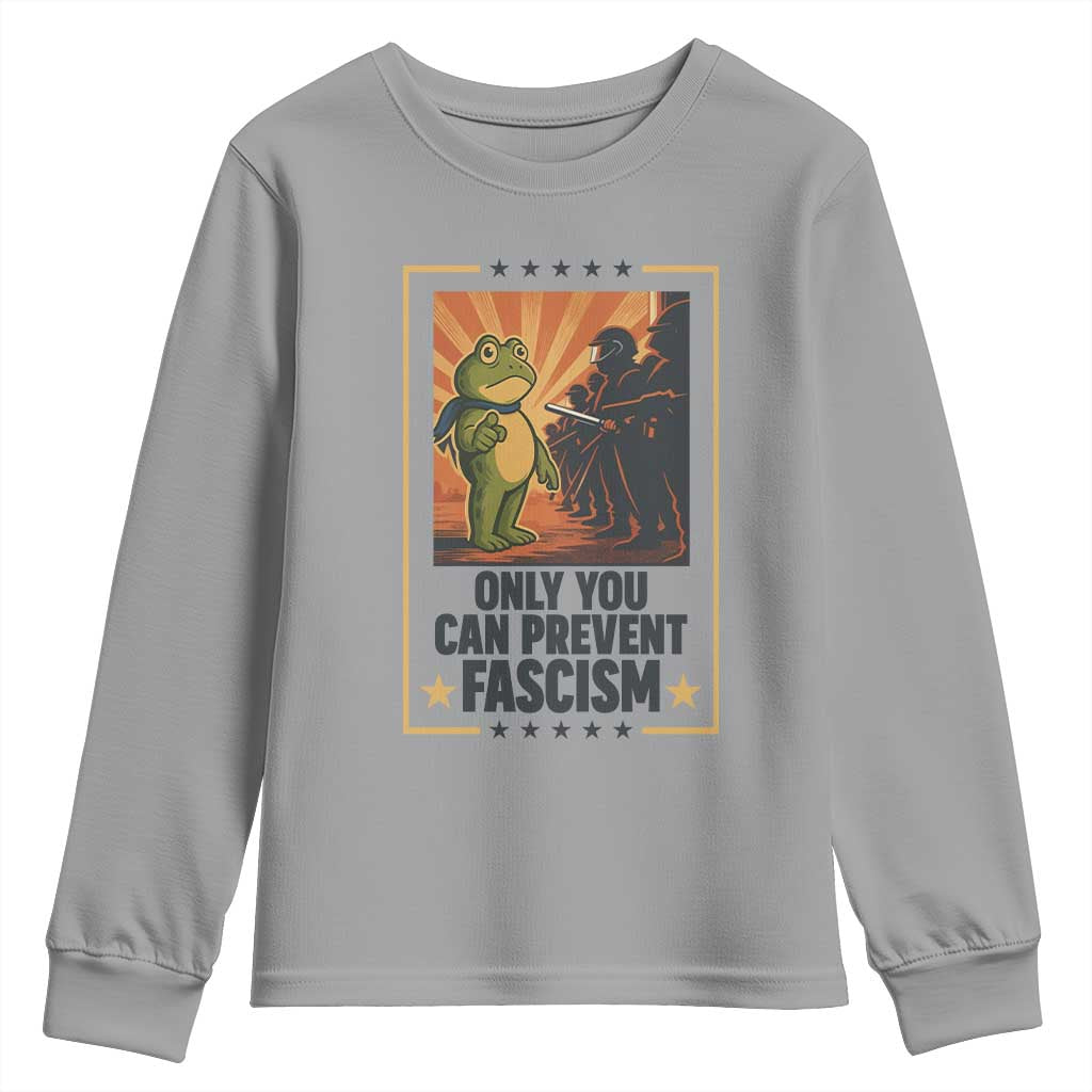 Funny Portland Frog Protest Youth Sweatshirt Only You Can Prevent Fascism Gift - Wonder Print Shop