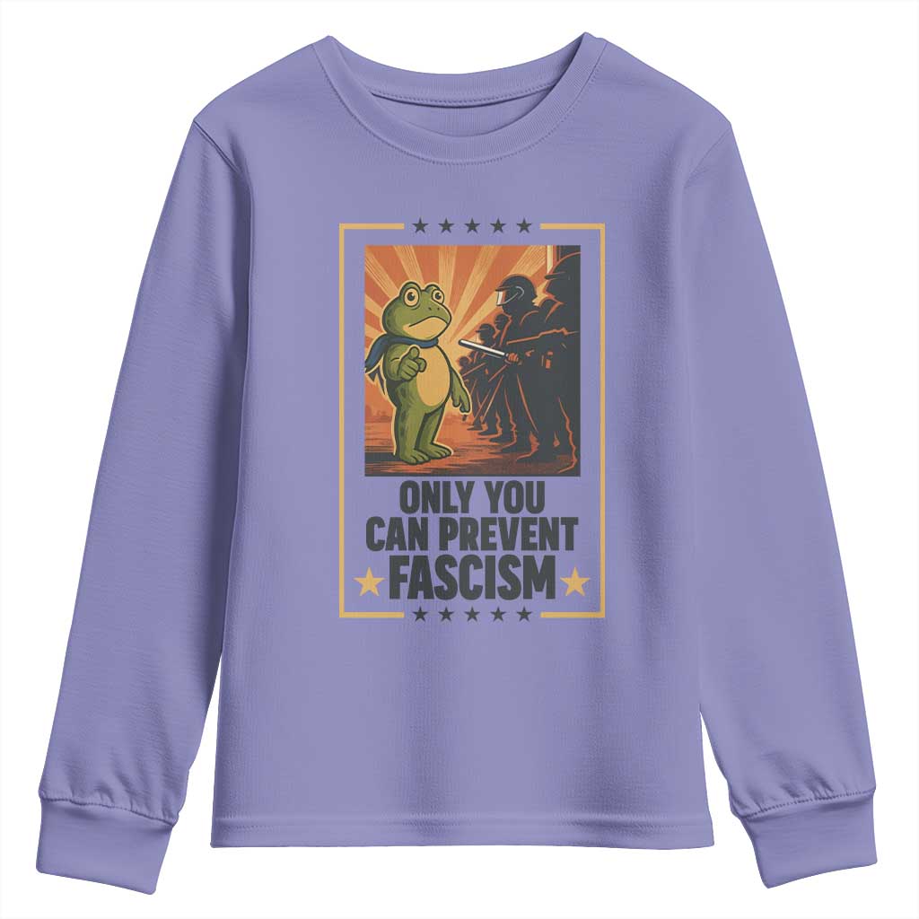 Funny Portland Frog Protest Youth Sweatshirt Only You Can Prevent Fascism Gift - Wonder Print Shop