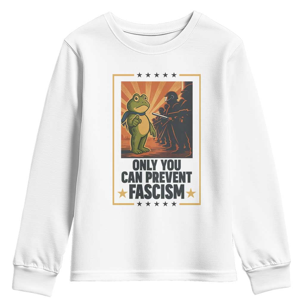 Funny Portland Frog Protest Youth Sweatshirt Only You Can Prevent Fascism Gift - Wonder Print Shop