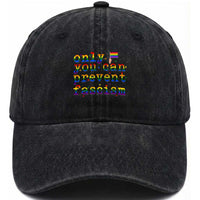 Funny LGBT Activist Washed Cotton Baseball Cap Only You Can Prevent Fascism Protest Gift