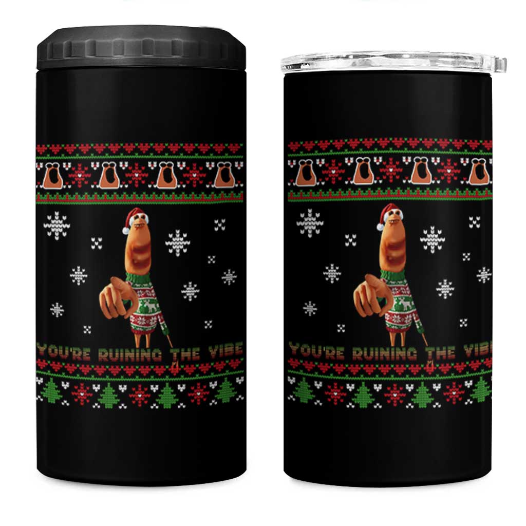 Funny Marcus The Worm You Are Ruining The Vibe 4 in 1 Can Cooler Tumbler Ugly Christmas Gift - Wonder Print Shop