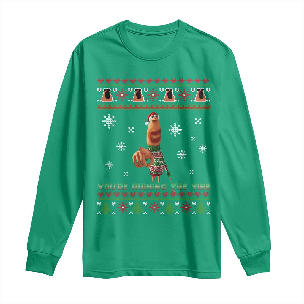 Funny Marcus The Worm You Are Ruining The Vibe Long Sleeve Shirt Ugly Christmas Gift - Wonder Print Shop