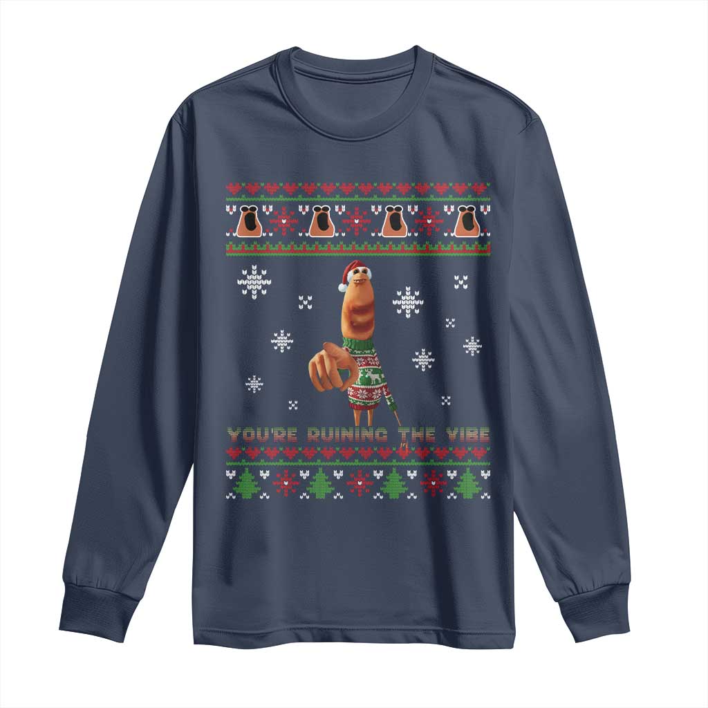 Funny Marcus The Worm You Are Ruining The Vibe Long Sleeve Shirt Ugly Christmas Gift - Wonder Print Shop