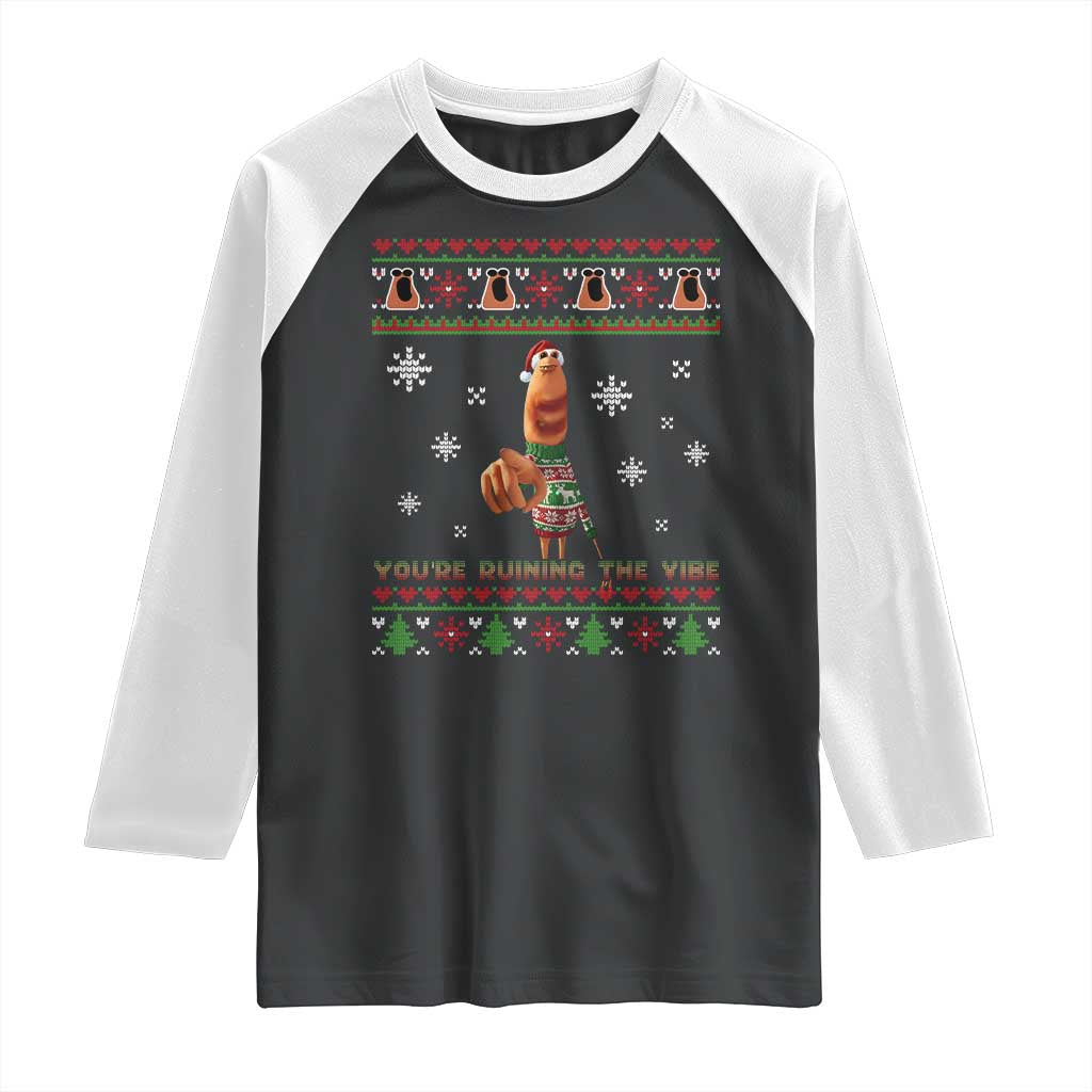 Funny Marcus The Worm You Are Ruining The Vibe Raglan Shirt Ugly Christmas Gift - Wonder Print Shop