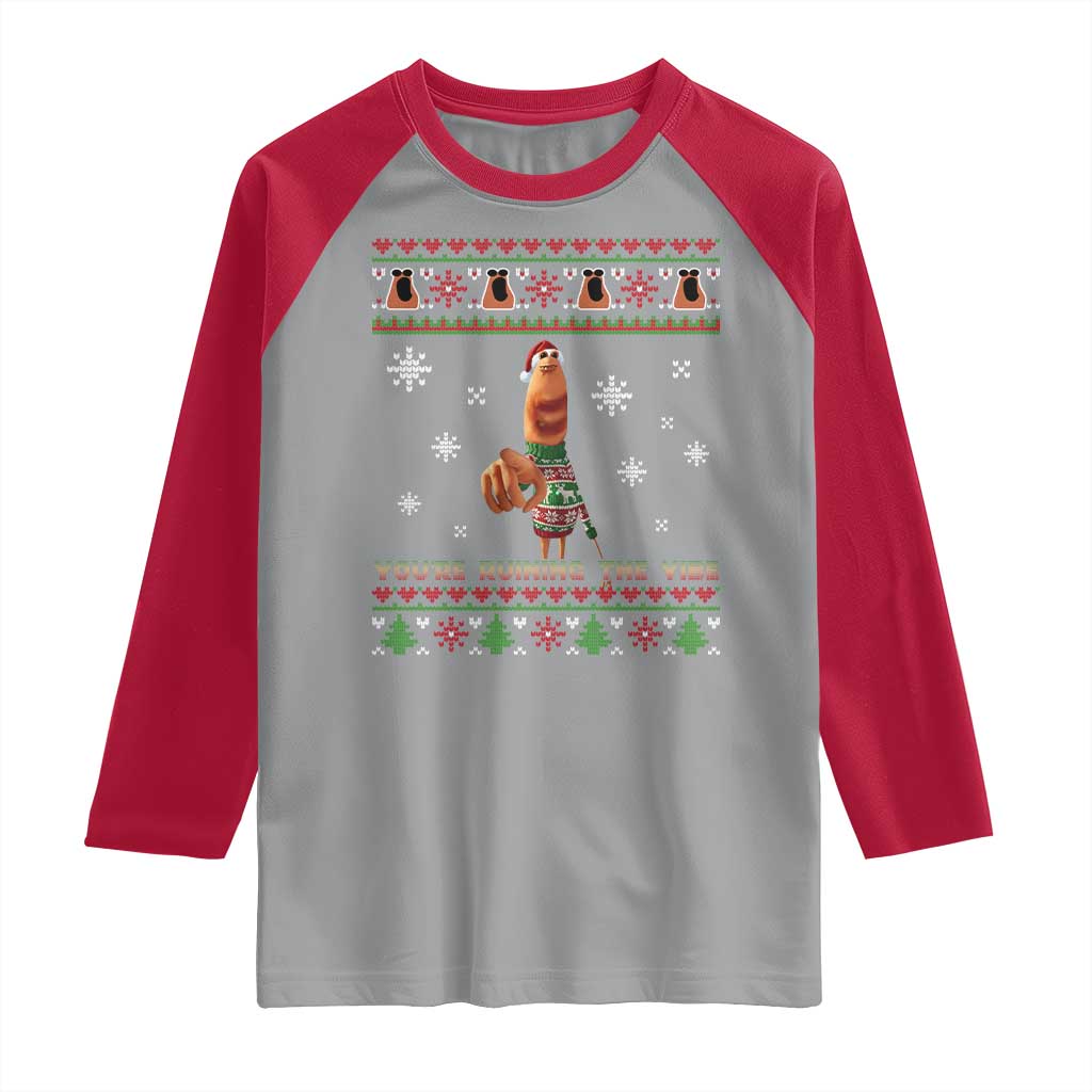 Funny Marcus The Worm You Are Ruining The Vibe Raglan Shirt Ugly Christmas Gift - Wonder Print Shop