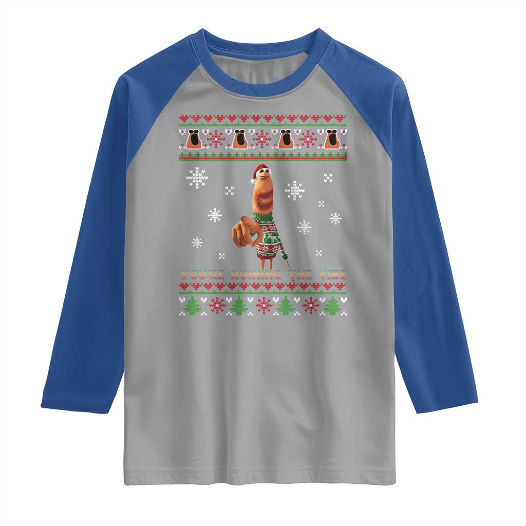 Funny Marcus The Worm You Are Ruining The Vibe Raglan Shirt Ugly Christmas Gift - Wonder Print Shop