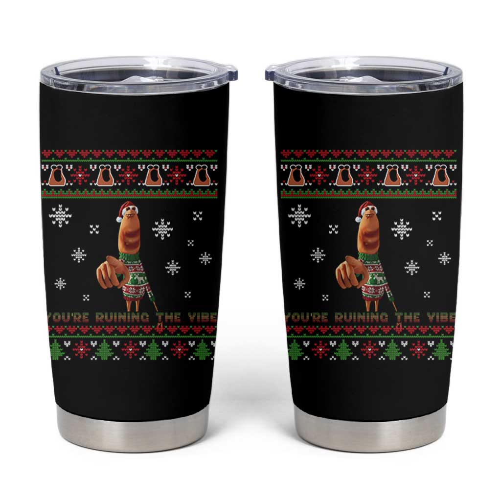 Funny Marcus The Worm You Are Ruining The Vibe Tumbler Cup Ugly Christmas Gift - Wonder Print Shop