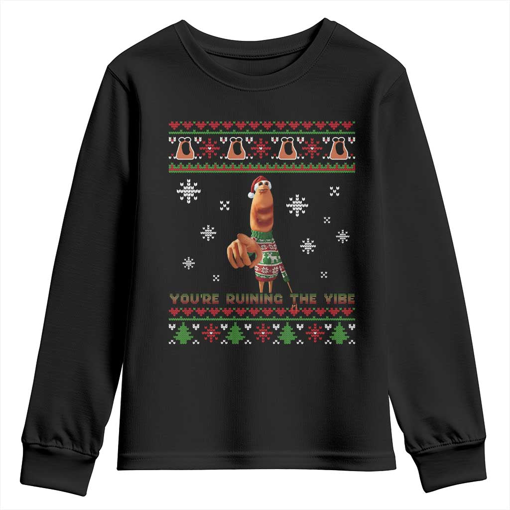 Funny Marcus The Worm You Are Ruining The Vibe Youth Sweatshirt Ugly Christmas Gift - Wonder Print Shop