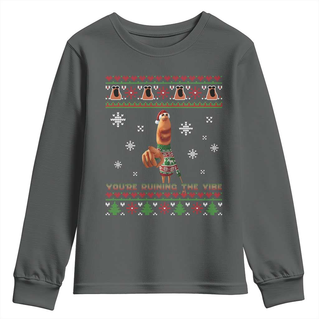 Funny Marcus The Worm You Are Ruining The Vibe Youth Sweatshirt Ugly Christmas Gift - Wonder Print Shop