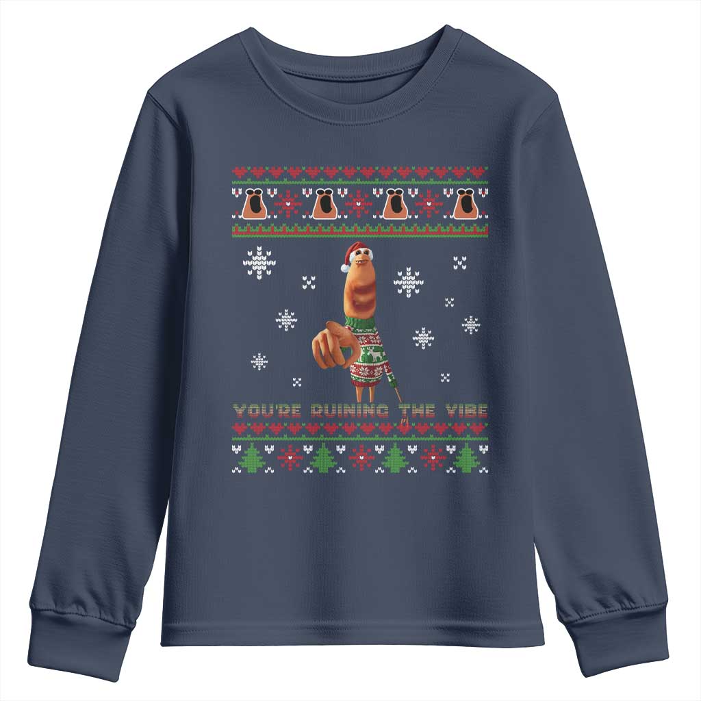 Funny Marcus The Worm You Are Ruining The Vibe Youth Sweatshirt Ugly Christmas Gift - Wonder Print Shop