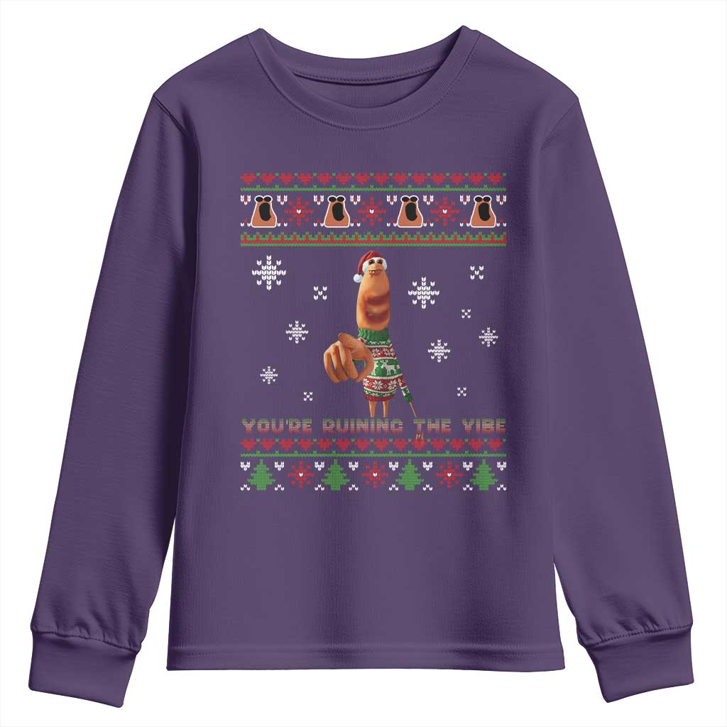 Funny Marcus The Worm You Are Ruining The Vibe Youth Sweatshirt Ugly Christmas Gift - Wonder Print Shop