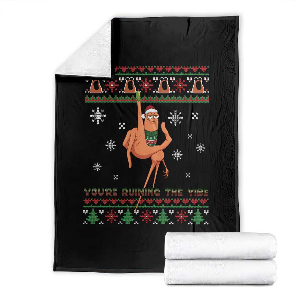 You Are Ruining The Vibe Throw Blanket Ugly Christmas Marcus The Worm Meme Gift - Wonder Print Shop