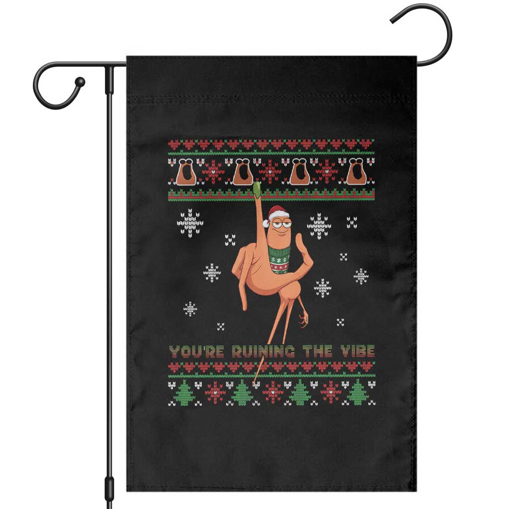 You Are Ruining The Vibe Garden Flag Ugly Christmas Marcus The Worm Meme Gift - Wonder Print Shop