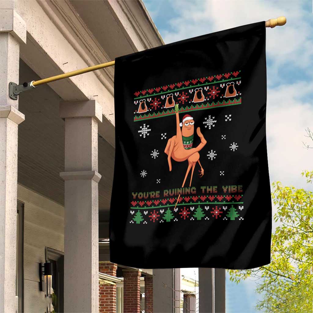 You Are Ruining The Vibe Garden Flag Ugly Christmas Marcus The Worm Meme Gift - Wonder Print Shop