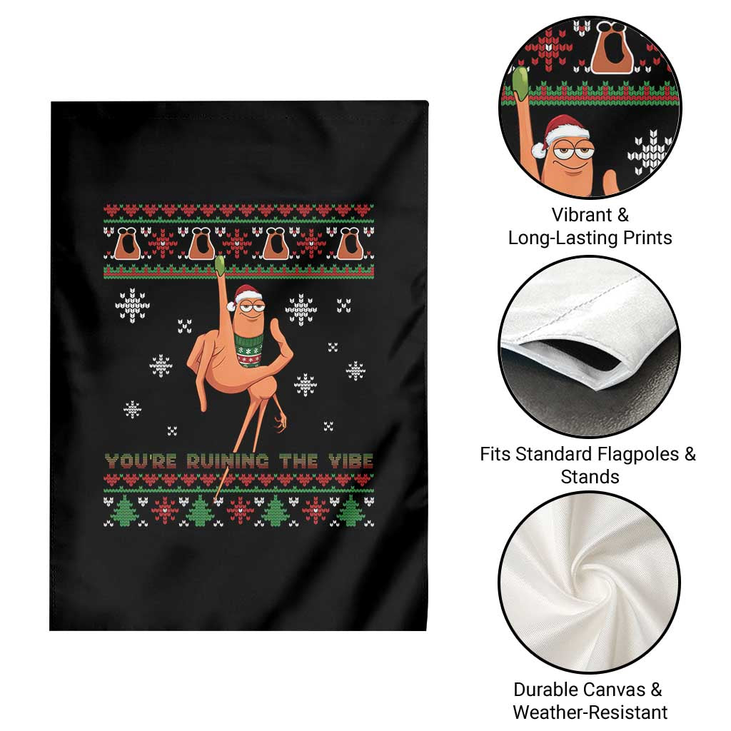 You Are Ruining The Vibe Garden Flag Ugly Christmas Marcus The Worm Meme Gift - Wonder Print Shop