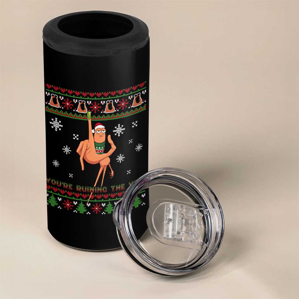You Are Ruining The Vibe 4 in 1 Can Cooler Tumbler Ugly Christmas Marcus The Worm Meme Gift - Wonder Print Shop