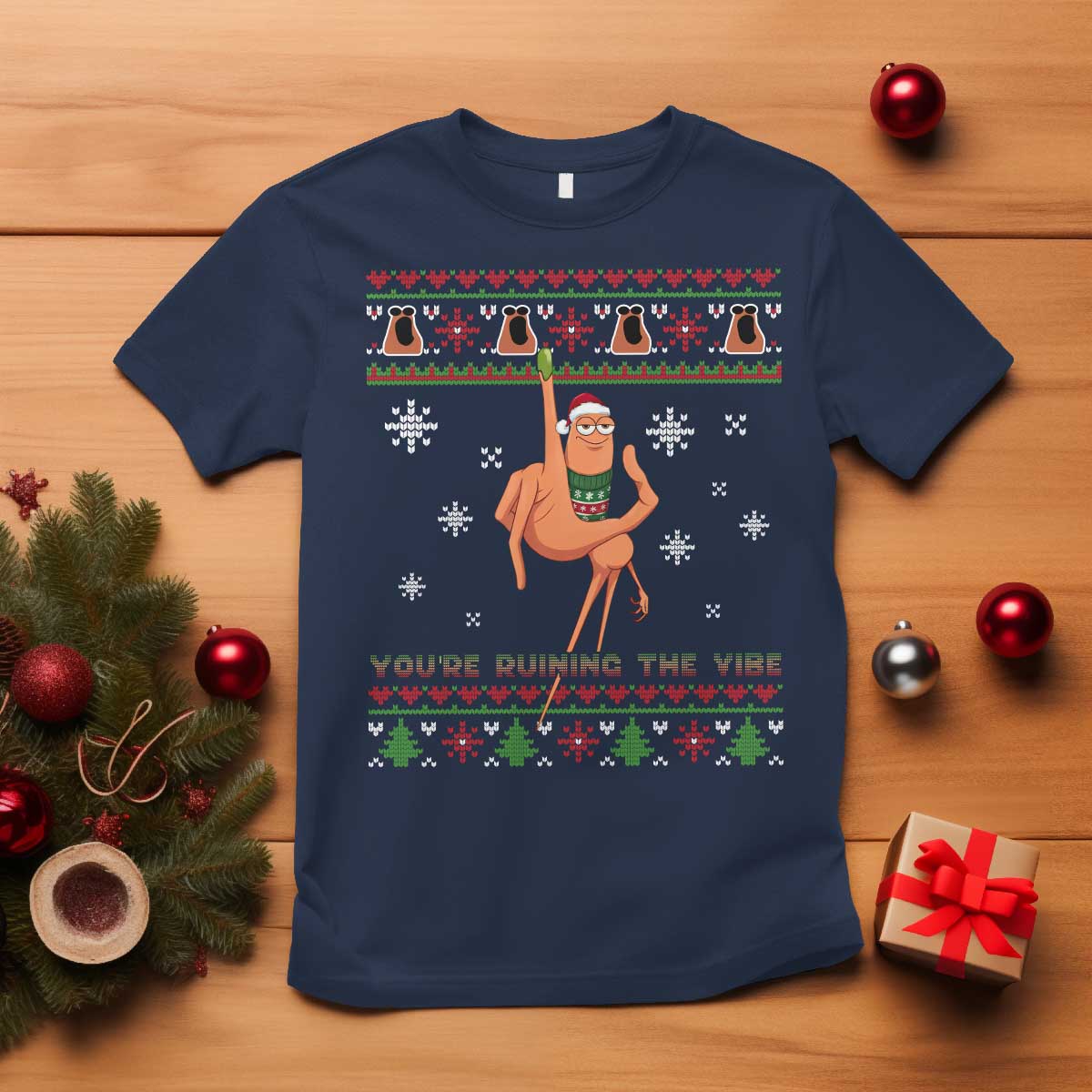 You Are Ruining The Vibe T Shirt Ugly Christmas Marcus The Worm Meme Gift - Wonder Print Shop