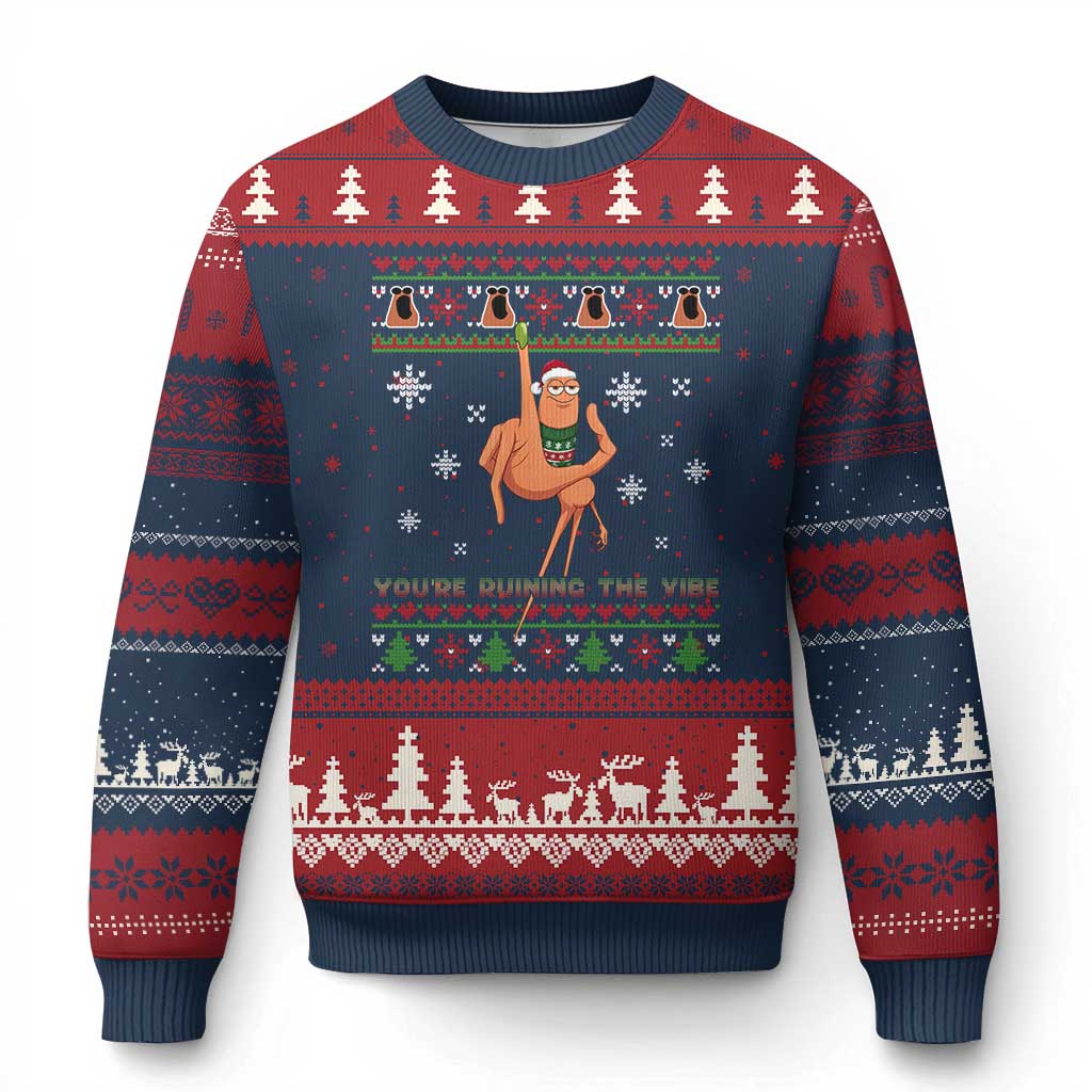 You Are Ruining The Vibe Ugly Christmas Sweater Ugly Xmas Marcus The Worm Meme Gift - Wonder Print Shop
