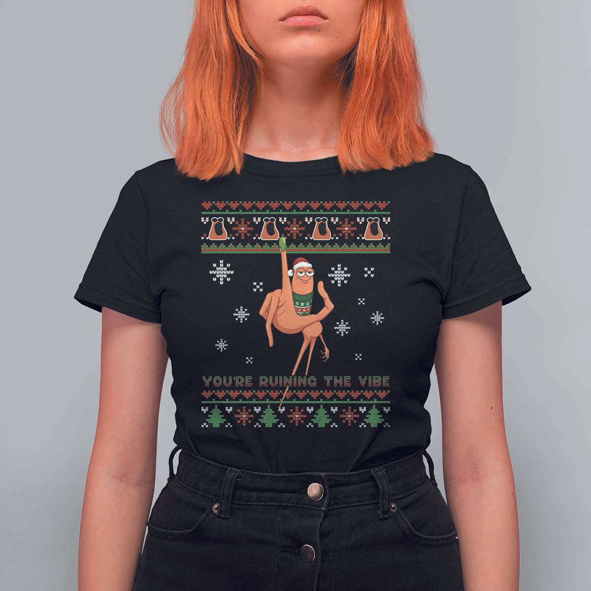 You Are Ruining The Vibe T Shirt For Women Ugly Christmas Marcus The Worm Meme Gift - Wonder Print Shop
