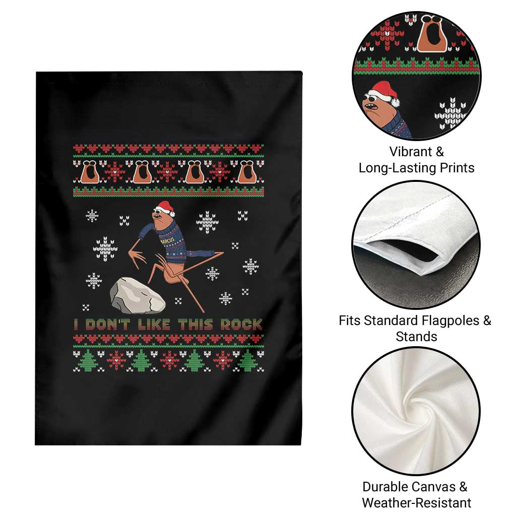 Funny Marcus The Worm Meme Garden Flag I Do Not Like This Rock Ugly Christmas Gift - Wonder Print Shop