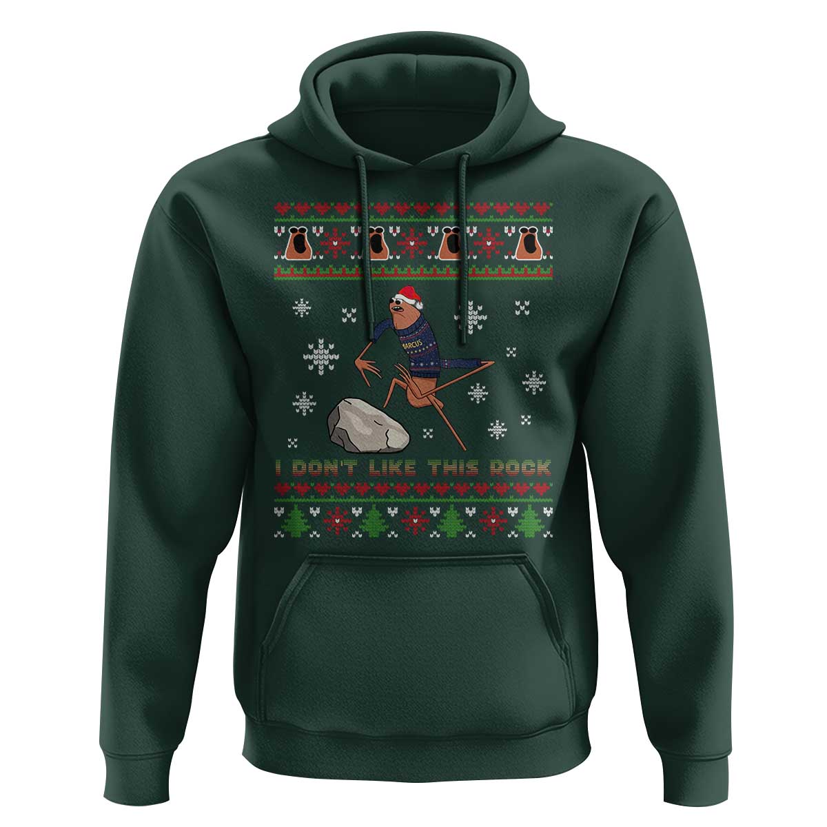 Funny Marcus The Worm Meme Hoodie I Do Not Like This Rock Ugly Christmas Gift - Wonder Print Shop