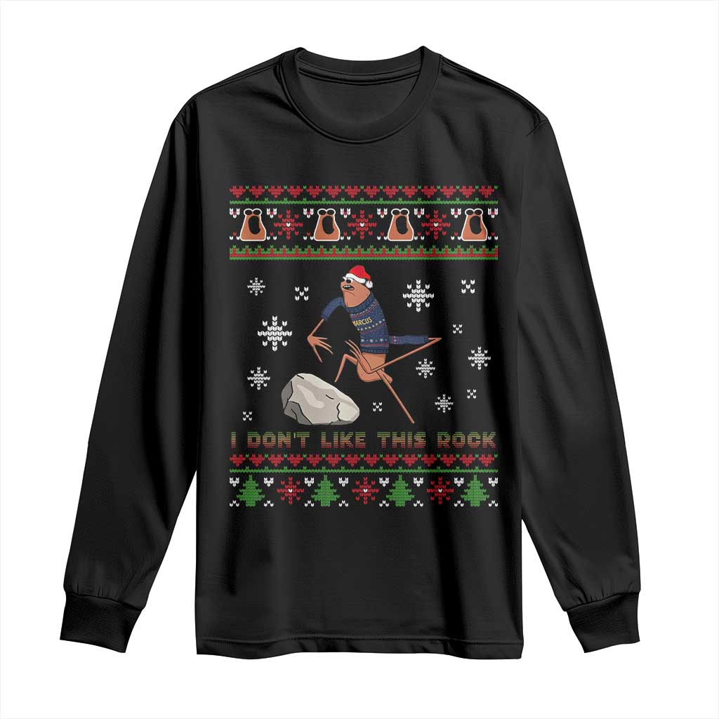 Funny Marcus The Worm Meme Long Sleeve Shirt I Do Not Like This Rock Ugly Christmas Gift - Wonder Print Shop