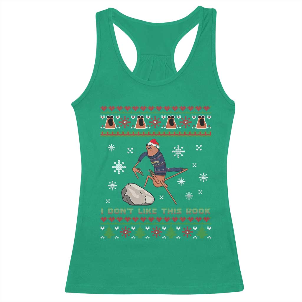 Funny Marcus The Worm Meme Racerback Tank Top I Do Not Like This Rock Ugly Christmas Gift - undefined