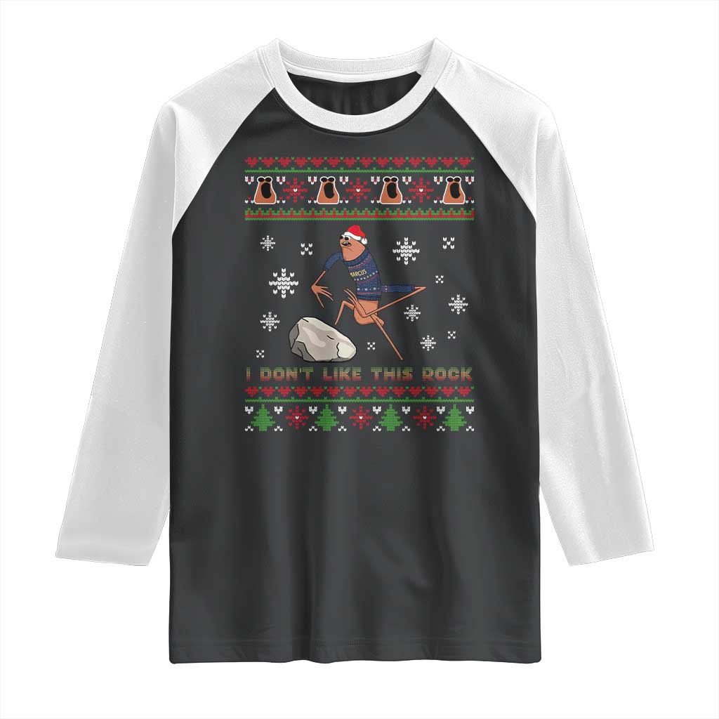 Funny Marcus The Worm Meme Raglan Shirt I Do Not Like This Rock Ugly Christmas Gift - Wonder Print Shop