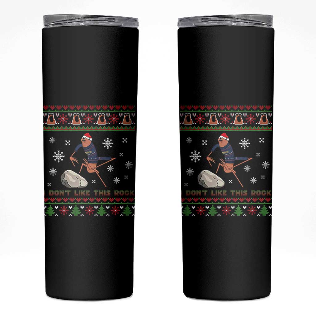 Funny Marcus The Worm Meme Skinny Tumbler I Do Not Like This Rock Ugly Christmas Gift - Wonder Print Shop