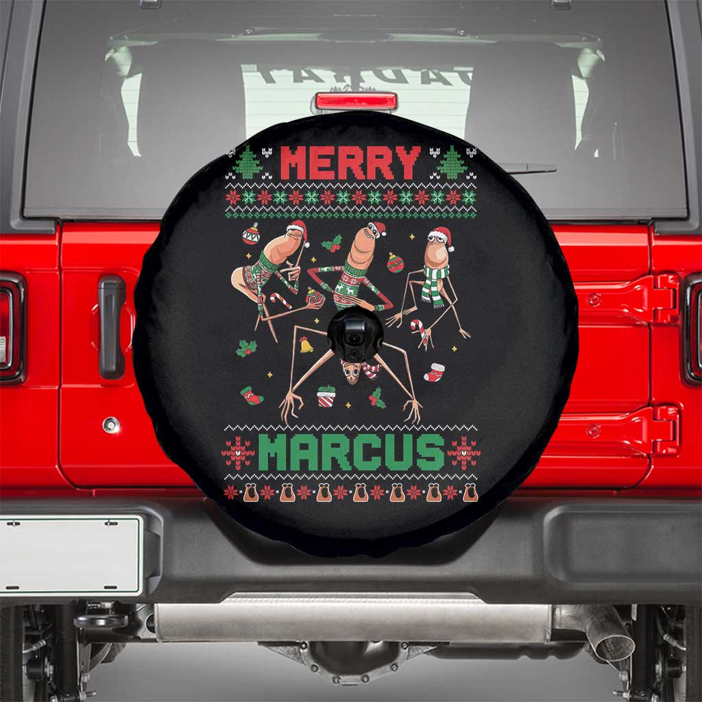 Funny Merry Marcus Spare Tire Cover Ugly Christmas Marcus The Worm Meme Gift - Wonder Print Shop