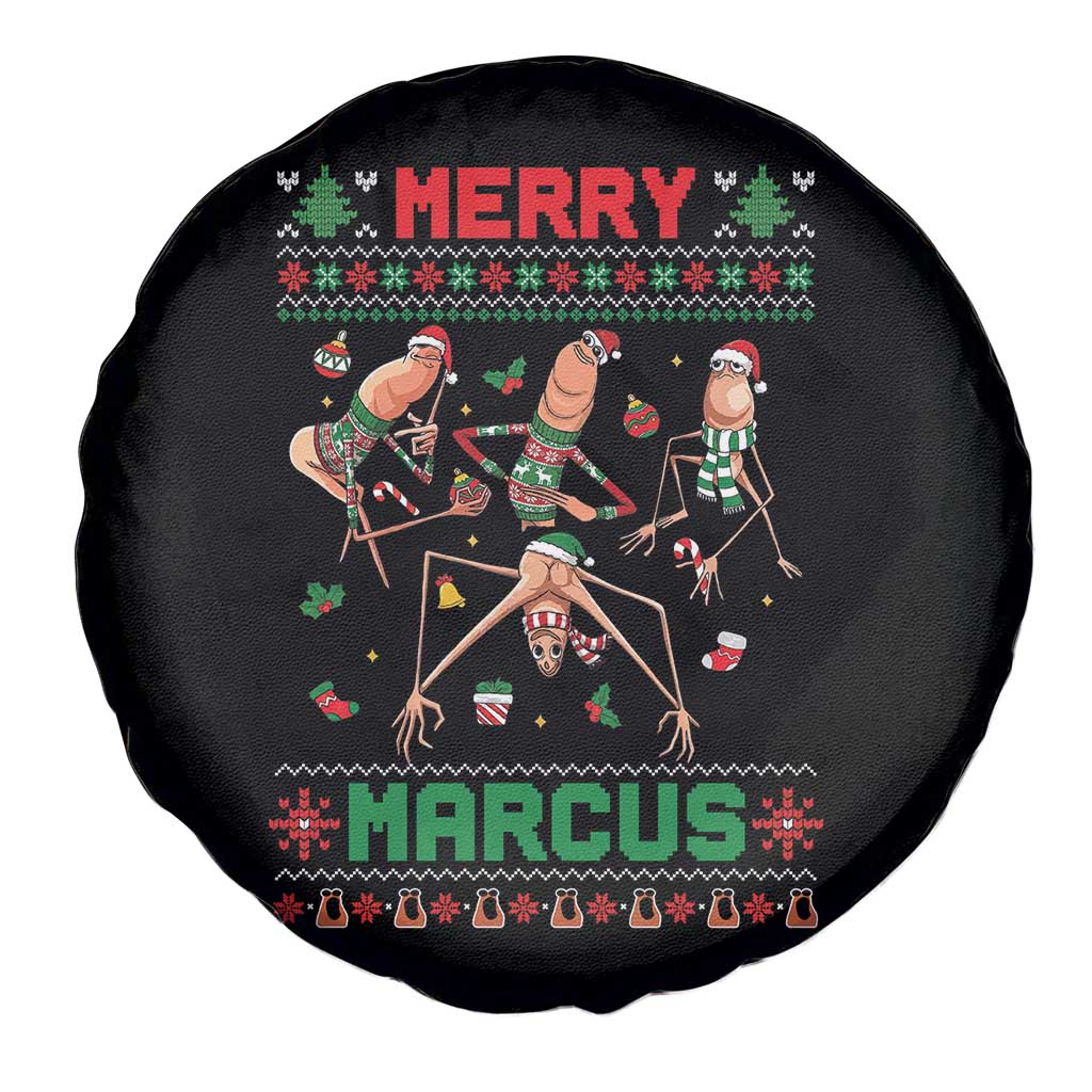 Funny Merry Marcus Spare Tire Cover Ugly Christmas Marcus The Worm Meme Gift - Wonder Print Shop