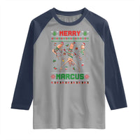 Funny Merry Marcus Raglan Shirt Ugly Christmas Marcus The Worm Meme Gift - Wonder Print Shop