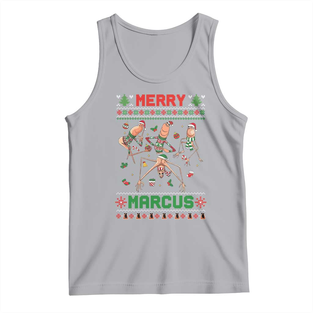 Funny Merry Marcus Tank Top Ugly Christmas Marcus The Worm Meme Gift - Wonder Print Shop