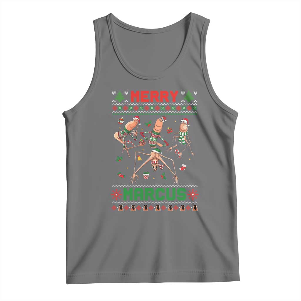 Funny Merry Marcus Tank Top Ugly Christmas Marcus The Worm Meme Gift - Wonder Print Shop