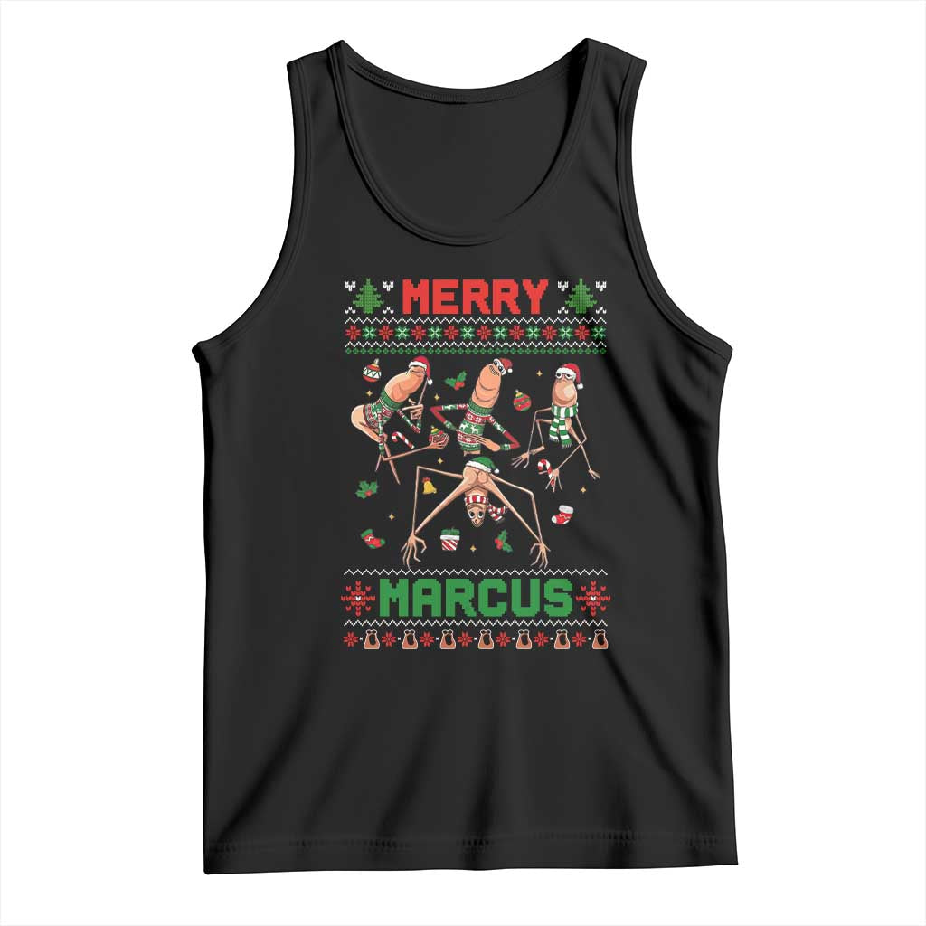 Funny Merry Marcus Tank Top Ugly Christmas Marcus The Worm Meme Gift - Wonder Print Shop