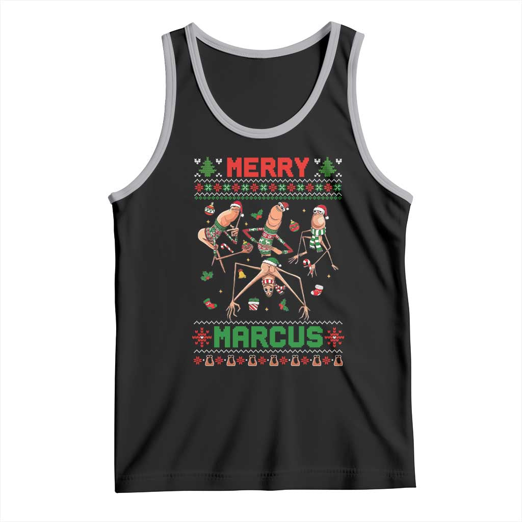 Funny Merry Marcus Tank Top Ugly Christmas Marcus The Worm Meme Gift - Wonder Print Shop
